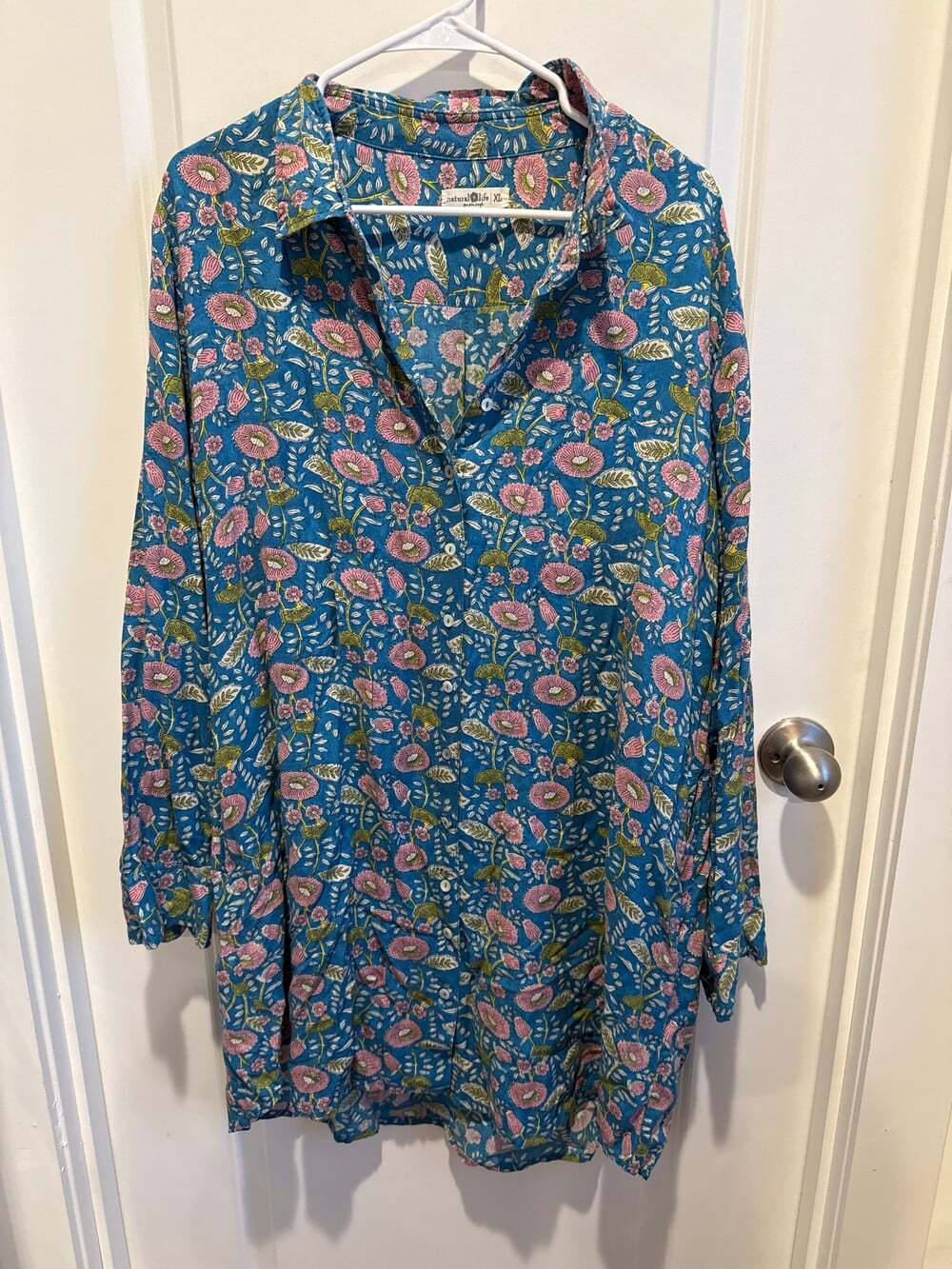 Natural Life Georgia Button Down Shirt Flowy Floral Size XL Tunic